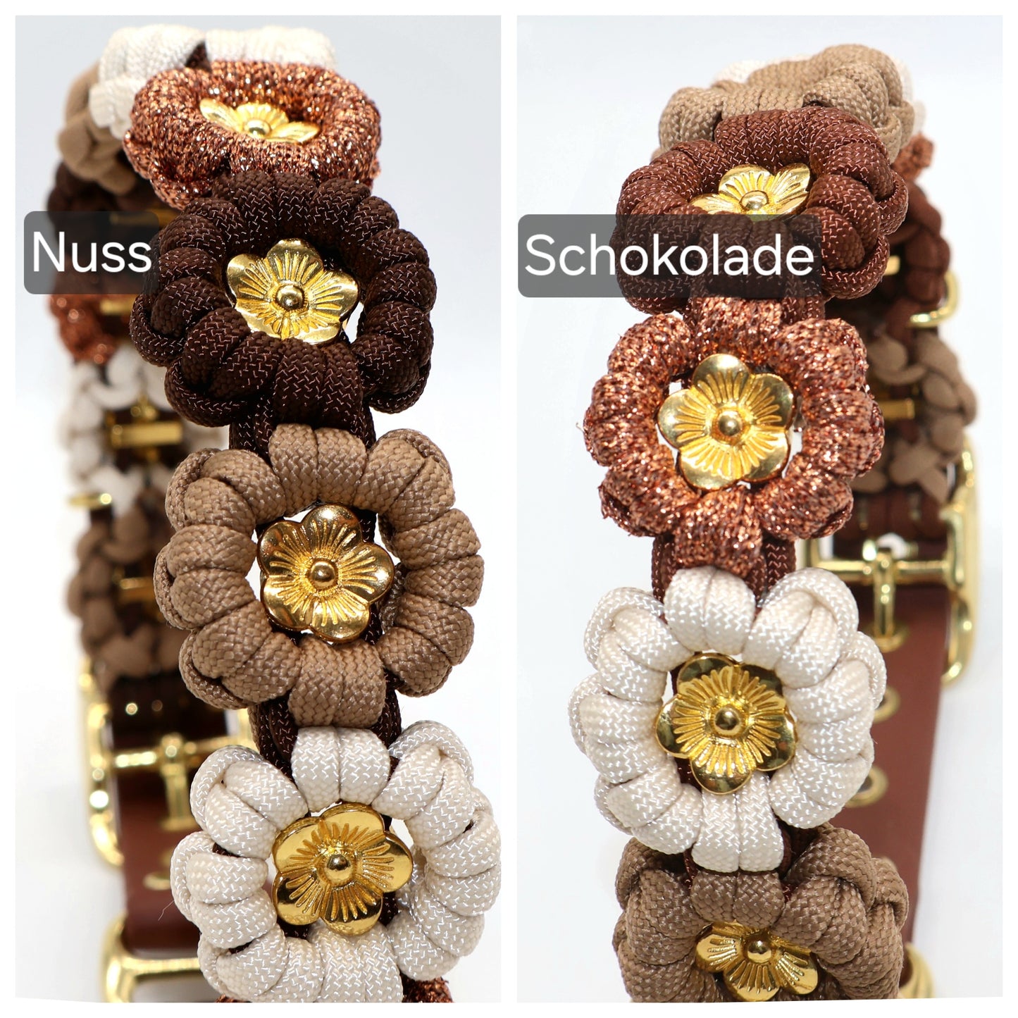 Blumen Halsband *Schokolade Braun & Creme & Glitzer*