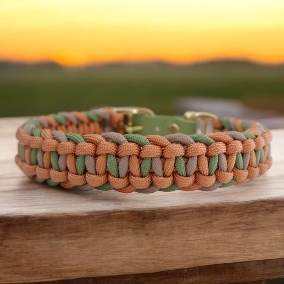 Paracord braided collar *Guacamole-Copper*