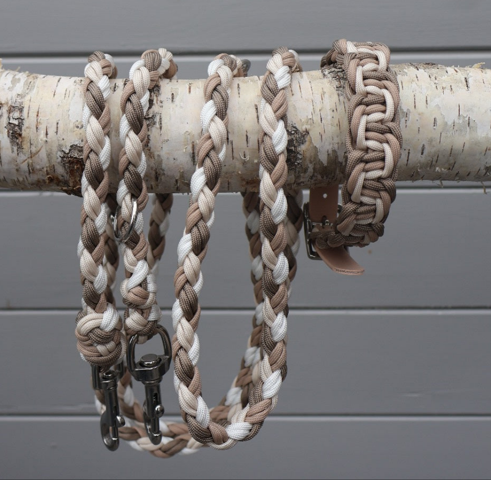 Paracord braided collar *Tan-Mocca-Cream*