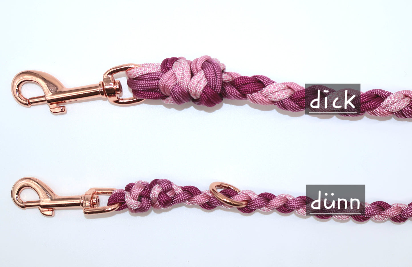 Handgeflochtene Paracord Leine *Lavender Rosa- Beere*