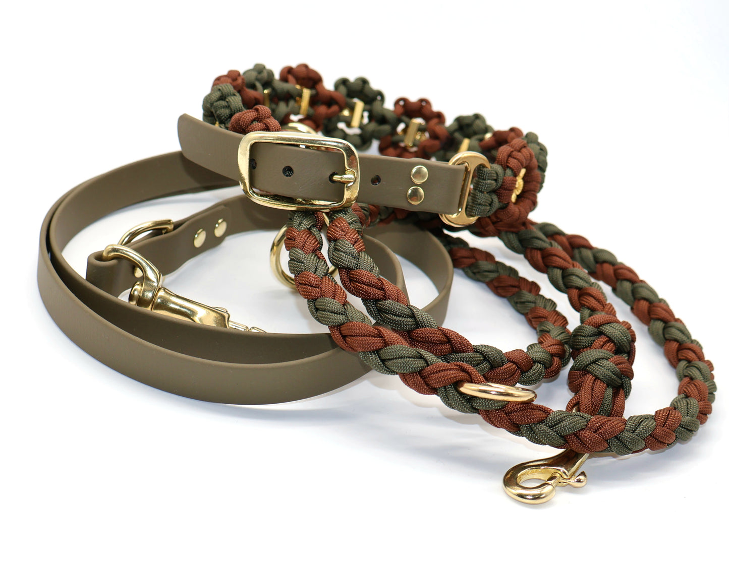 Paracord x Biothane Leine *Oliv & Schokolade*