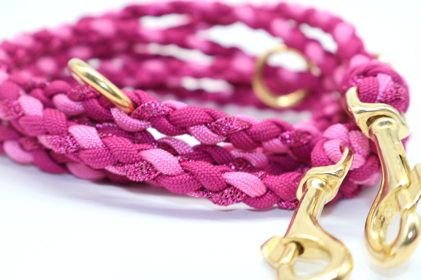 Handgeflochene Paracordleine *Beere & Pink Glitzer & Bubble Gum*