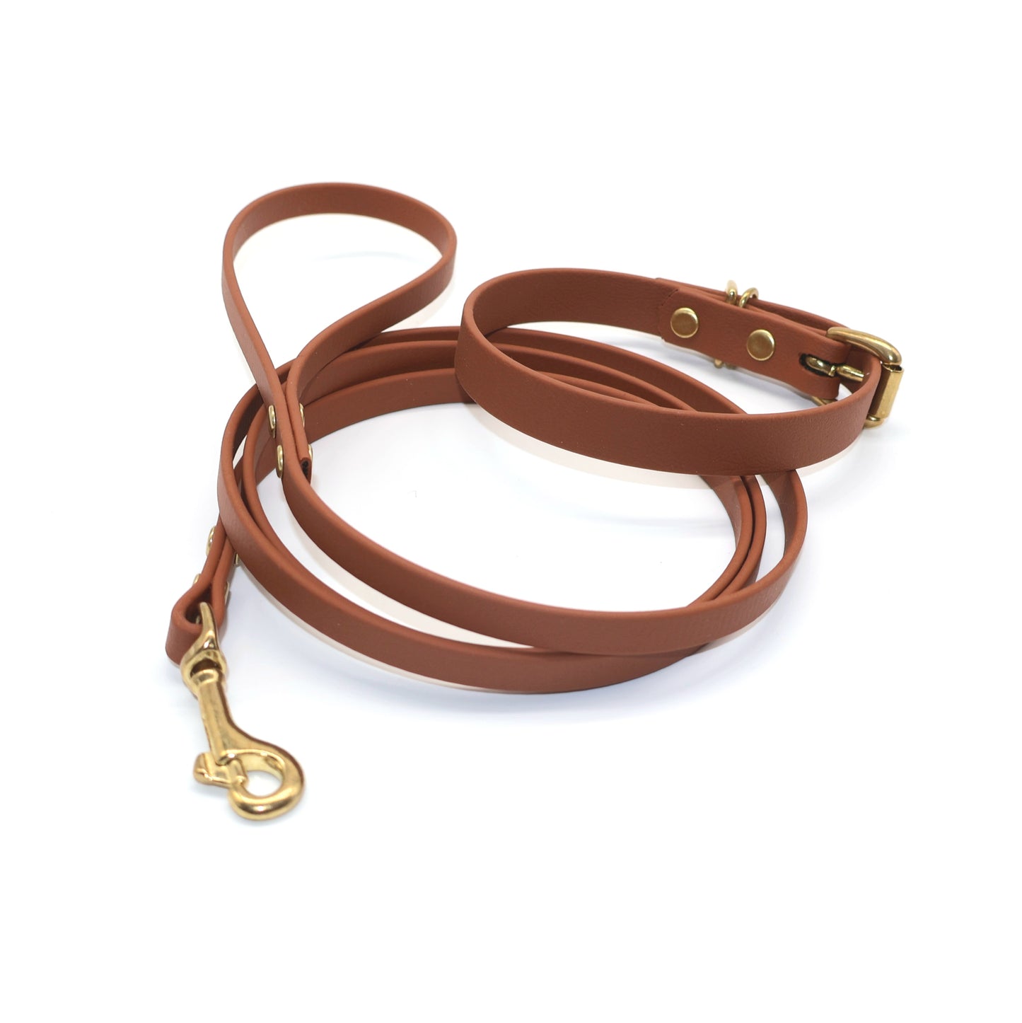 25-29cm Biothane Halsband und 9mm Biothane Leine *Hellbraun*