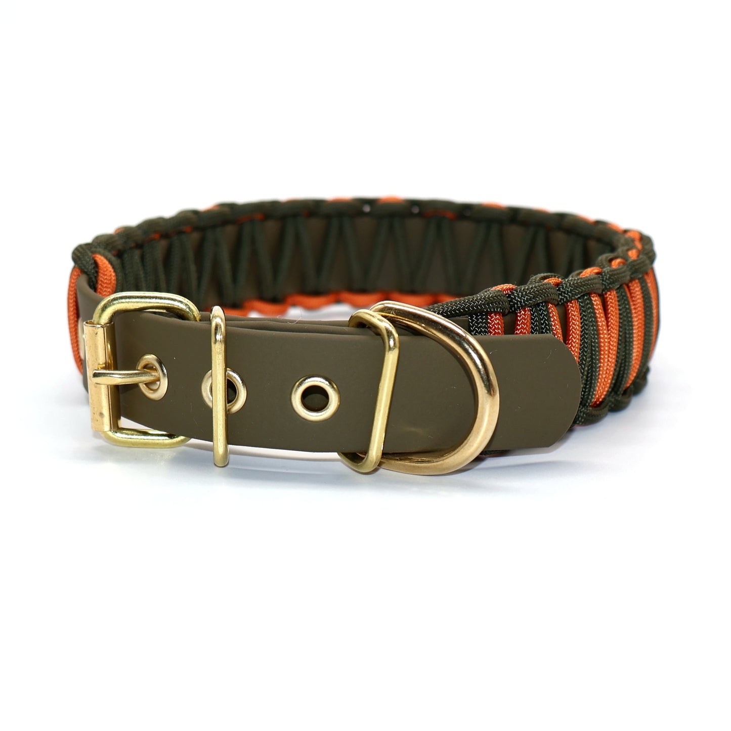 Halsband Biothane & Paracord *Orange & Oliv*