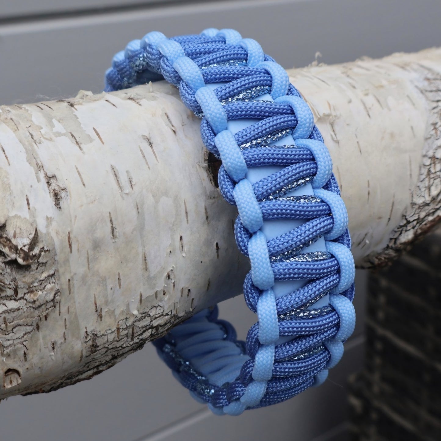 Halsband Biothane & Paracord *Blau glitzernd*