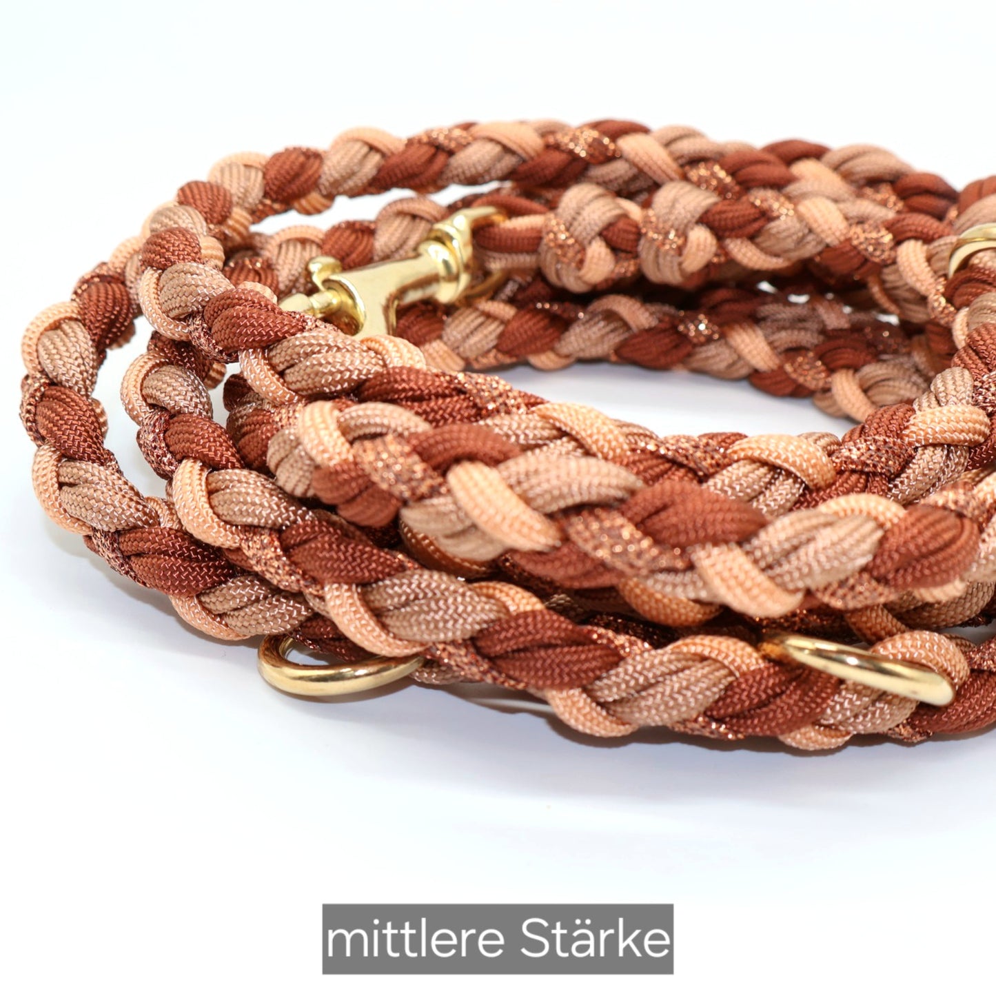 Hand-braided paracord leash *Bronze & Rust & Copper Glitter*