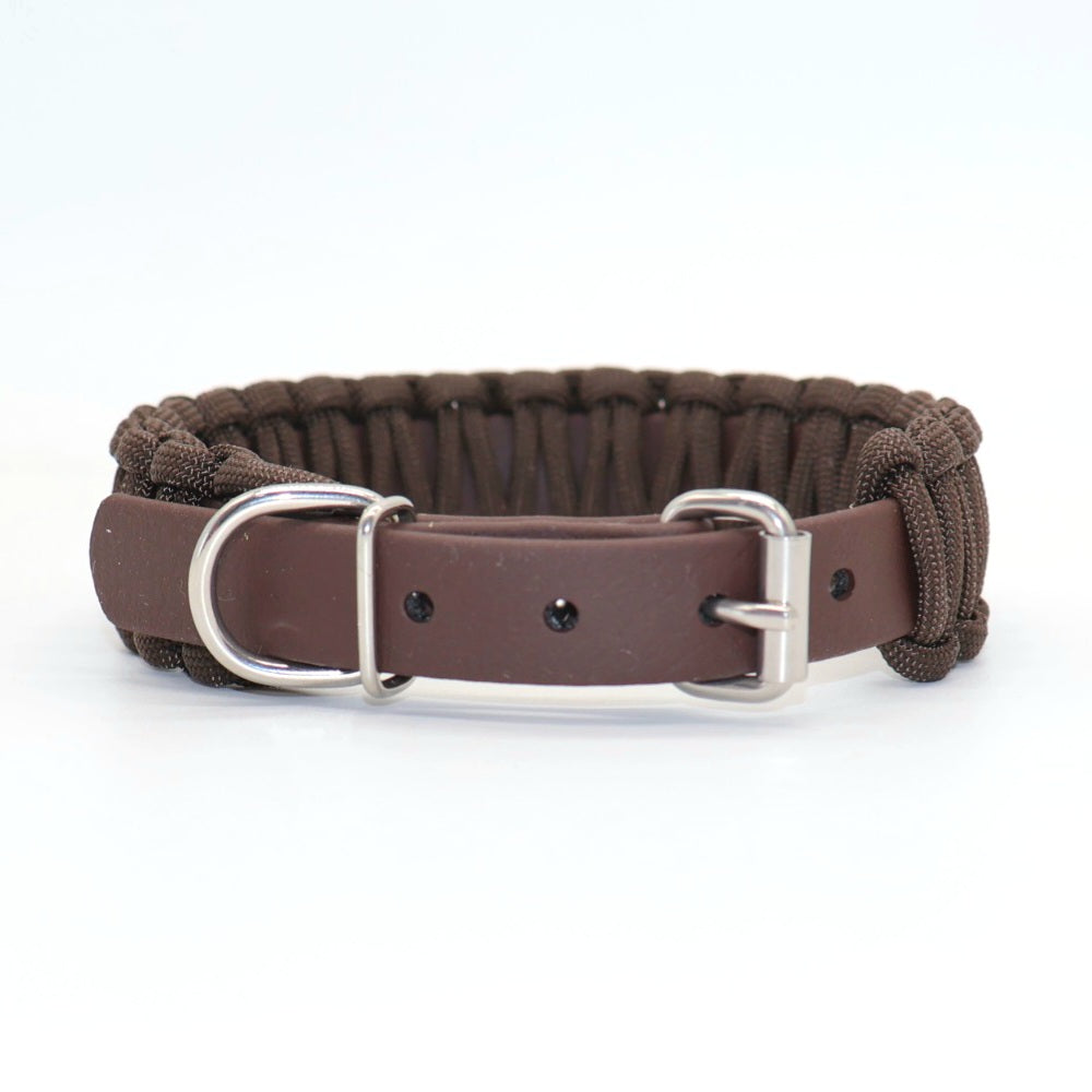 29-33,5cm & 2,6cm breites Halsband Biothane & Paracord *Espresso Dunkelbraun*
