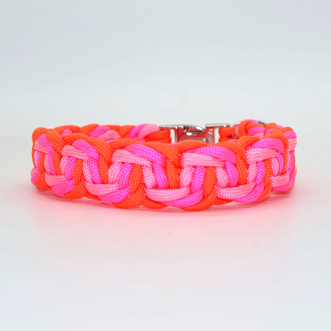 Paracord Halsband geflochten *Neon Orange & Neon Pink*