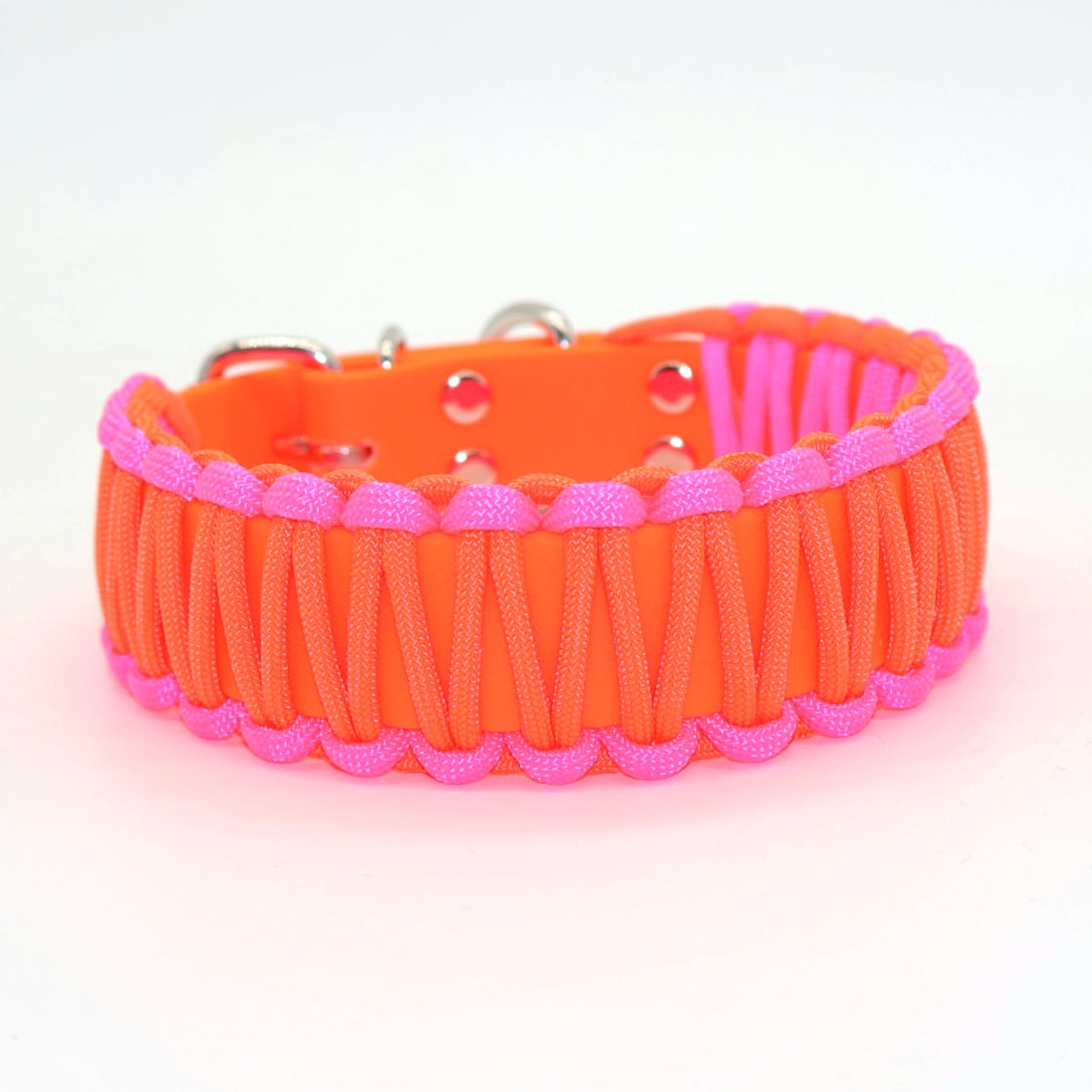 Halsband Biothane & Paracord *Neon Orange & Pink*