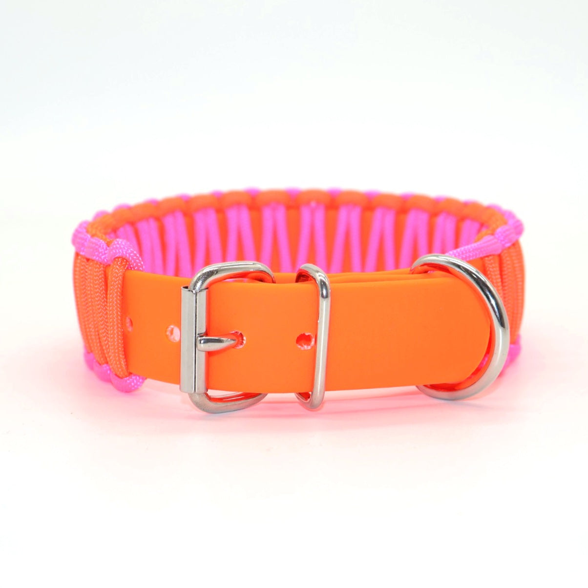 Halsband Biothane & Paracord *Neon Orange & Pink*