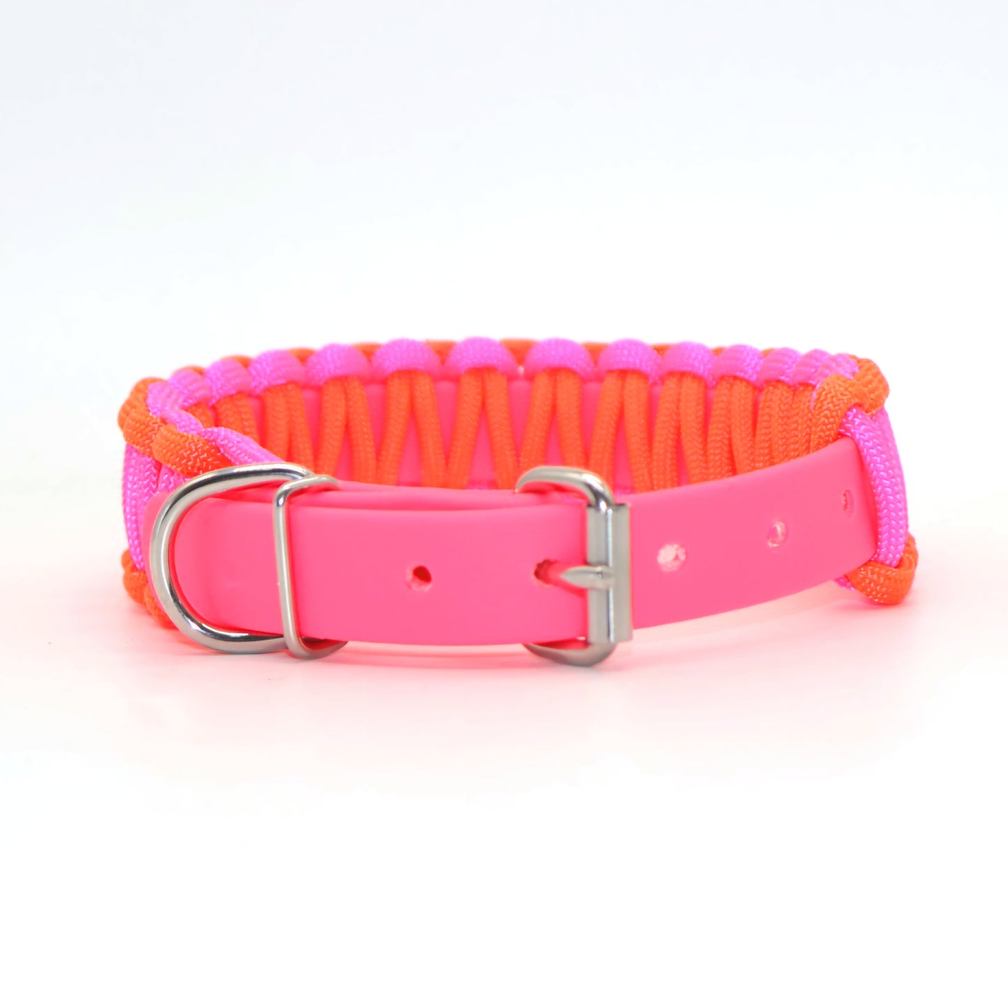 Halsband Biothane & Paracord *Neon Pink & Orange*