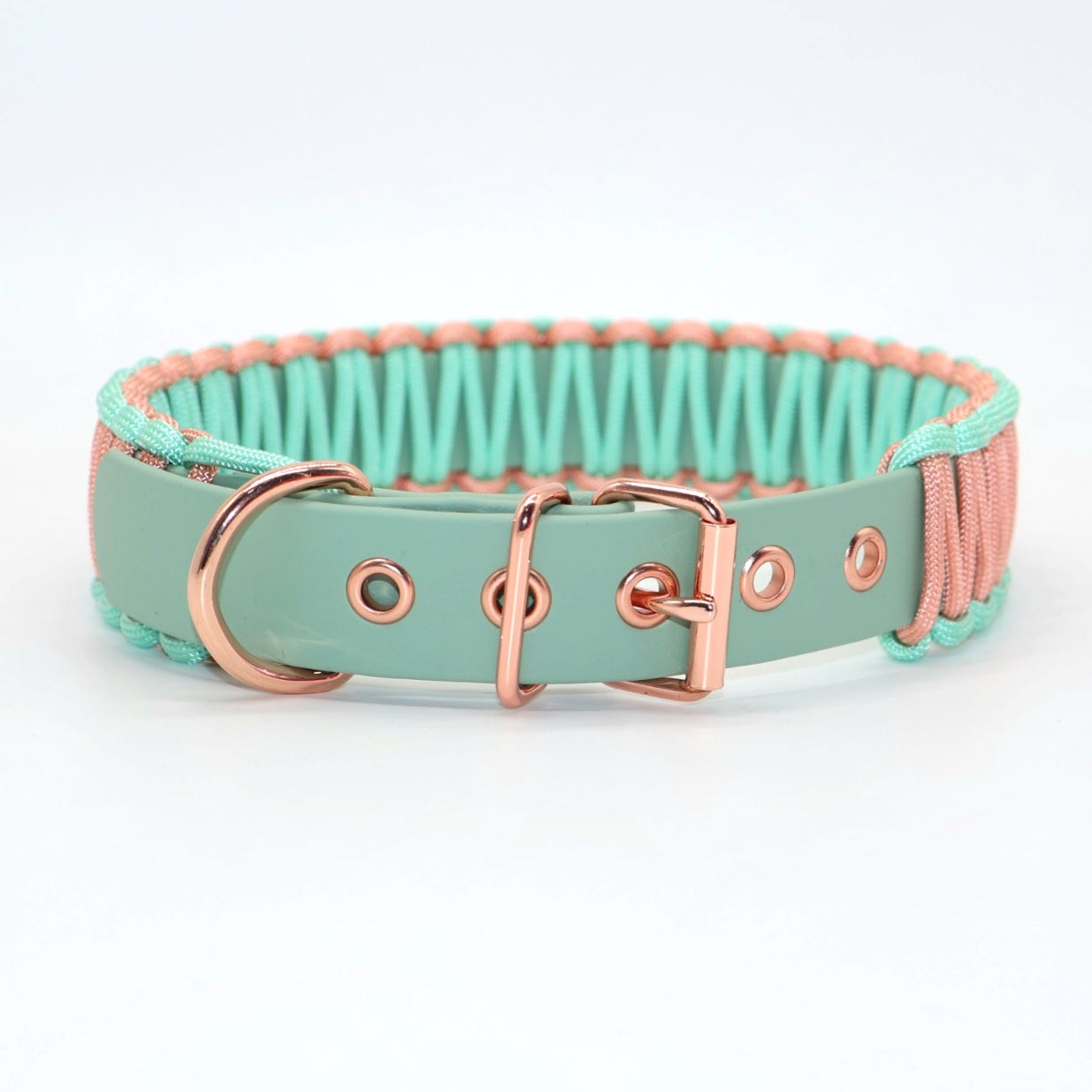 42-50cm & 4cm breites Halsband Biothane & Paracord *Mint & Rosé*