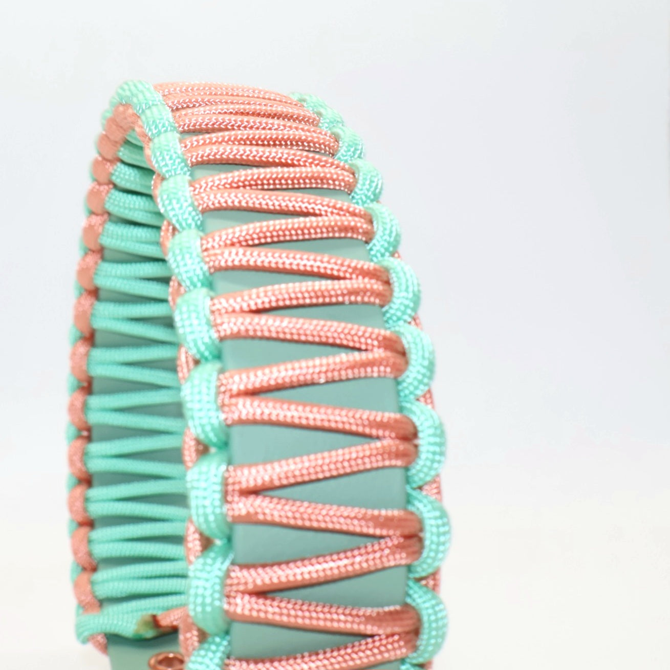 42-50cm & 4cm breites Halsband Biothane & Paracord *Mint & Rosé*
