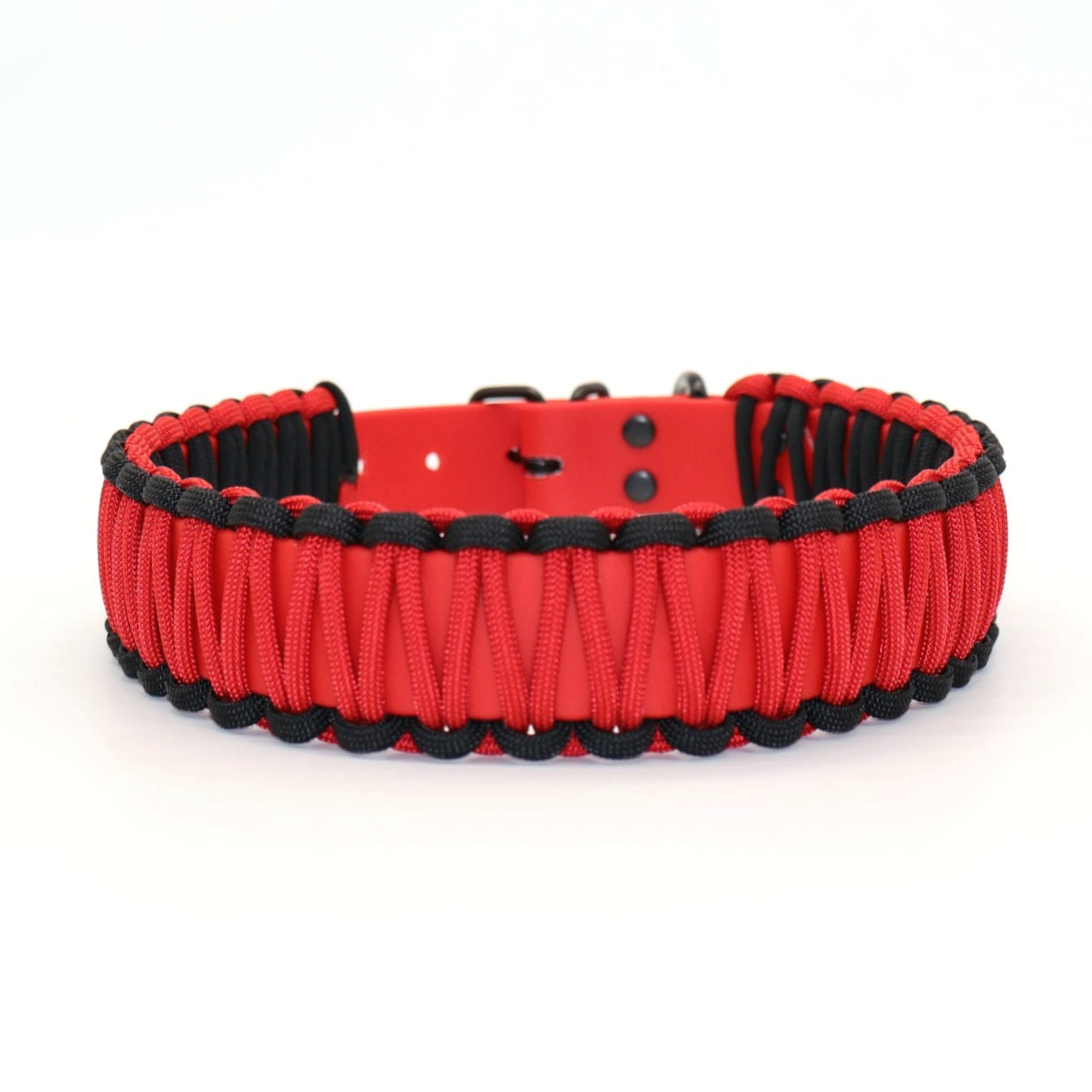 Halsband Biothane & Paracord *Rot-Schwarz*  PrioPaws