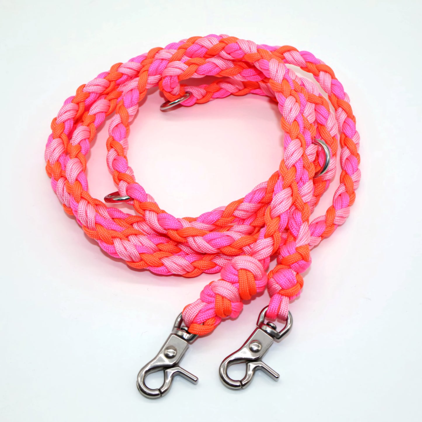 Handgeflochtene Paracord Leine *Neon Pink & Neon Orange*