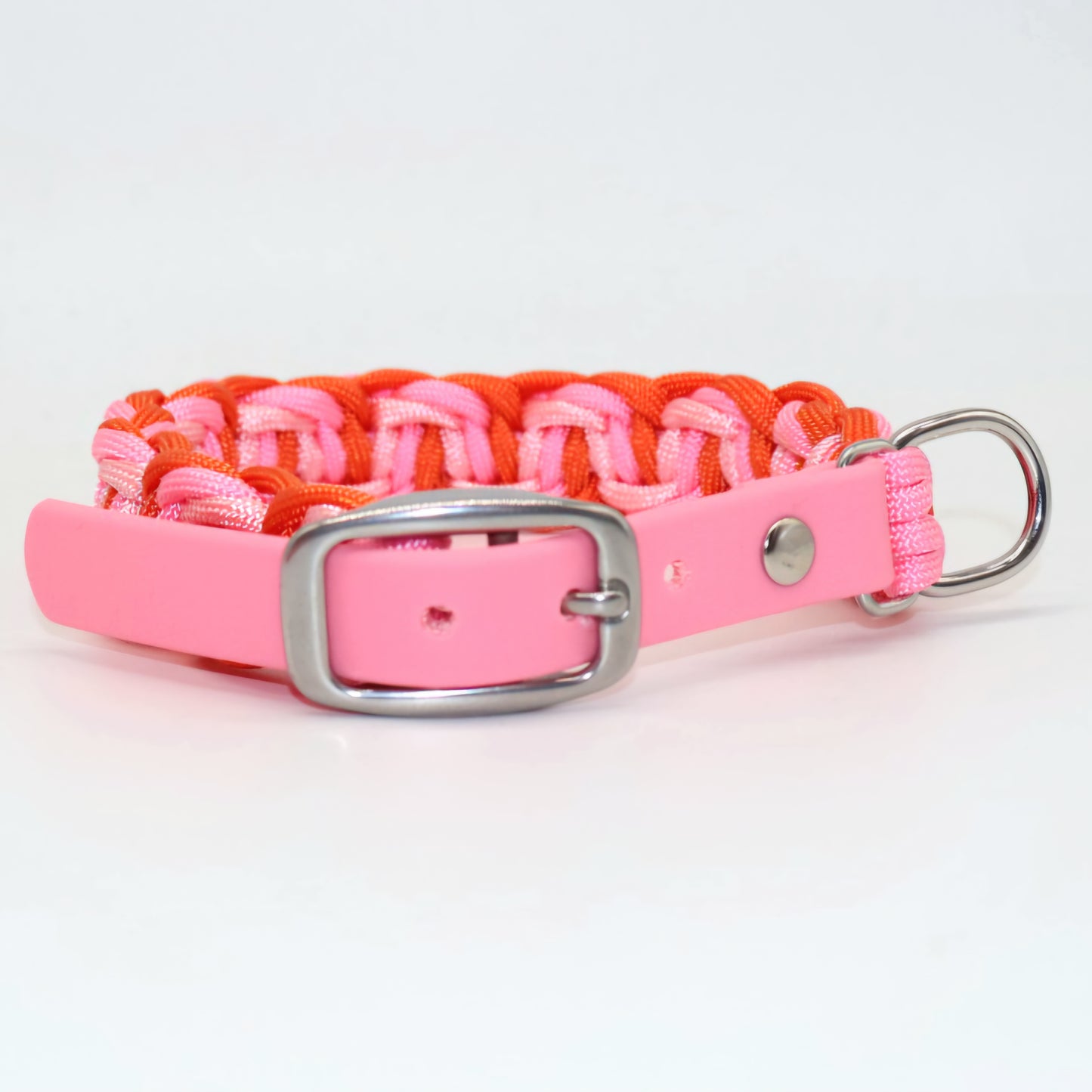 Paracord Halsband geflochten *Rosa & Orange*
