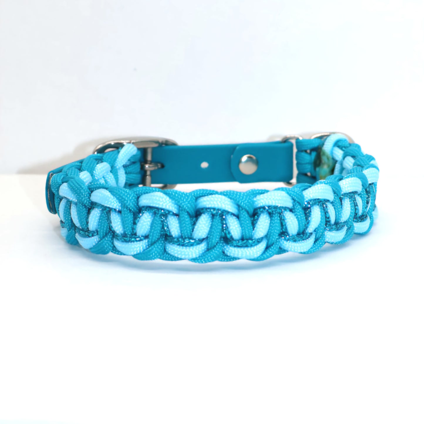 Paracord Halsband geflochten *Türkis-blau Glitzer*