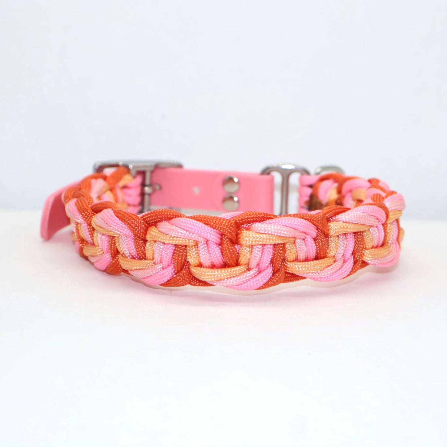 Paracord Halsband geflochten *Orange & Rosa*