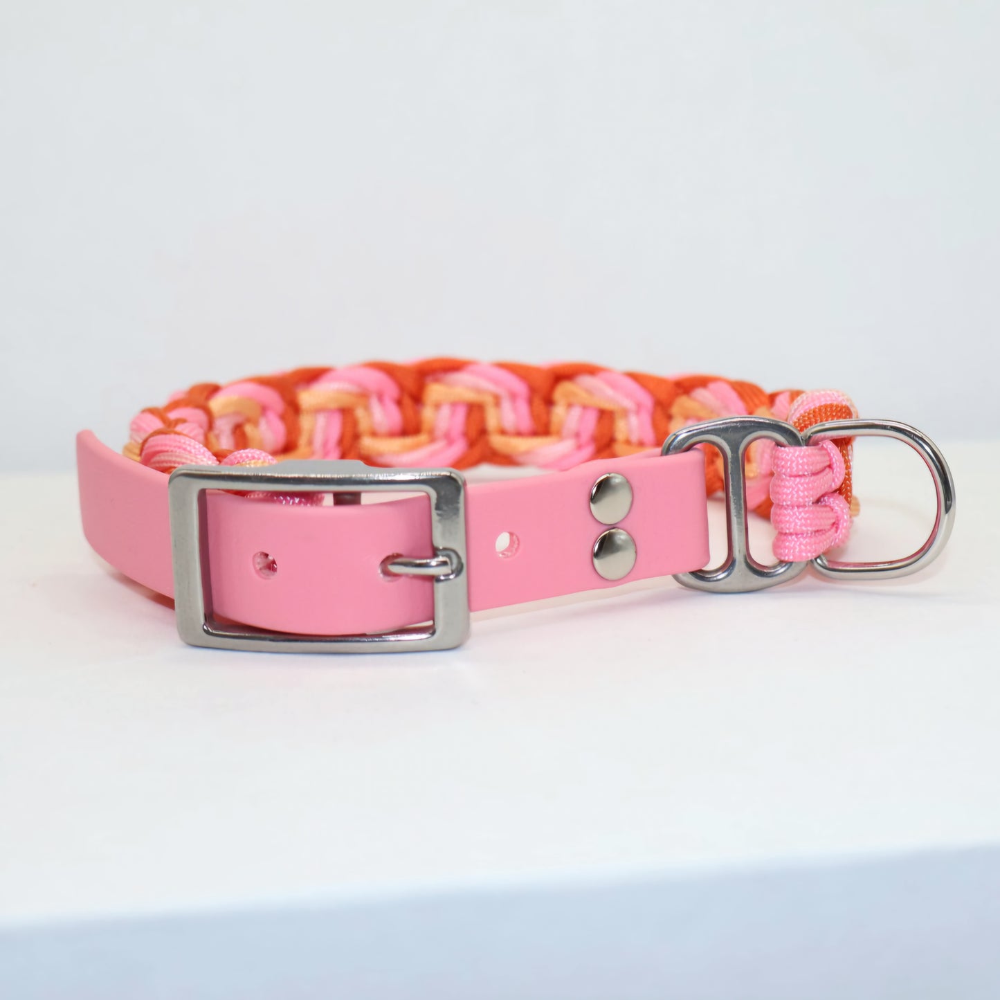 Paracord Halsband geflochten *Orange & Rosa*