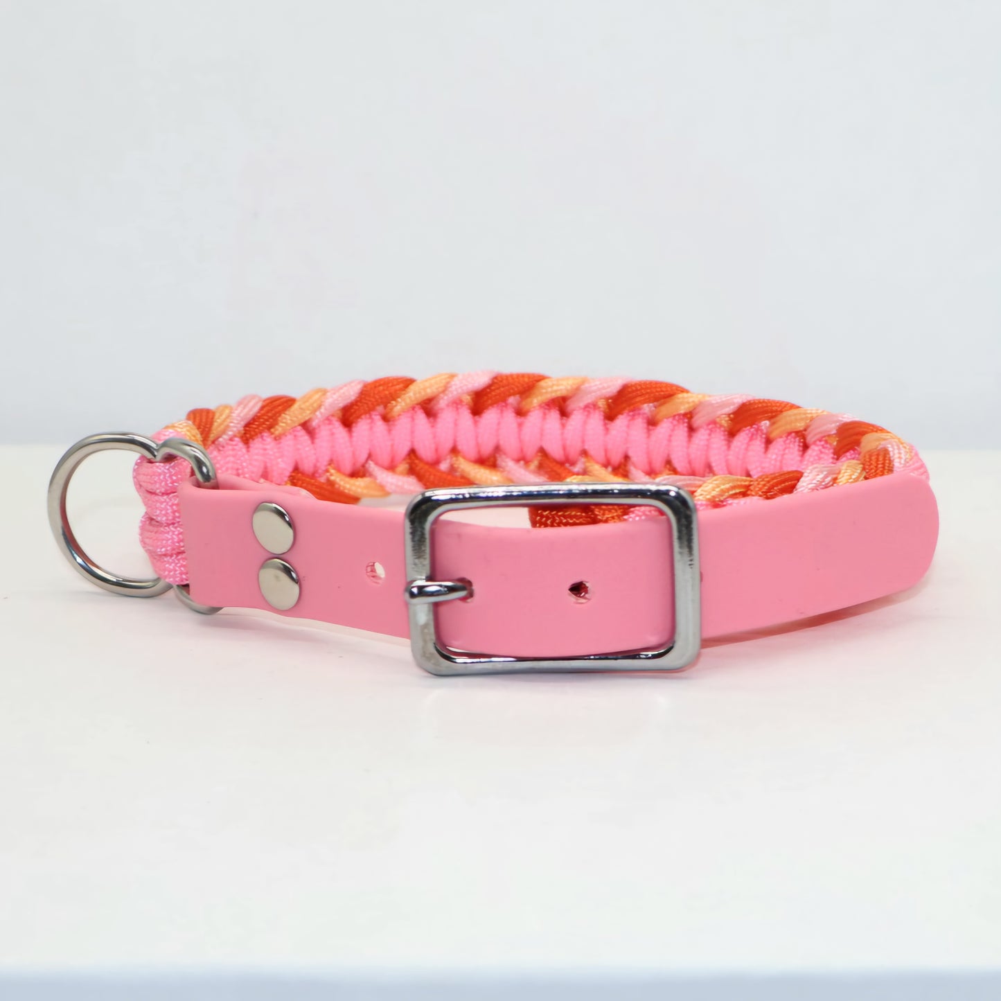 Paracord Halsband geflochten #1 *Rosa & Orange*