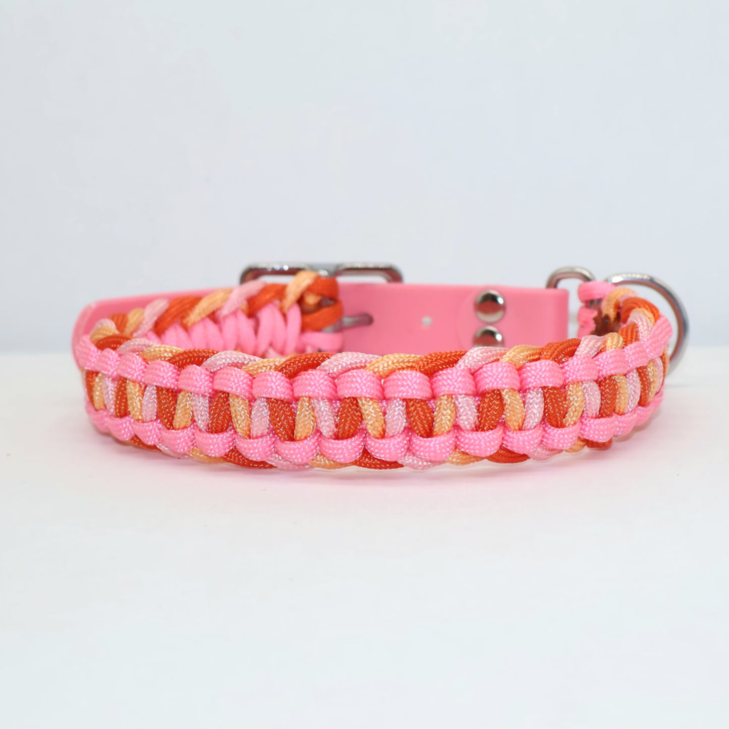 Paracord Halsband geflochten #1 *Rosa & Orange*