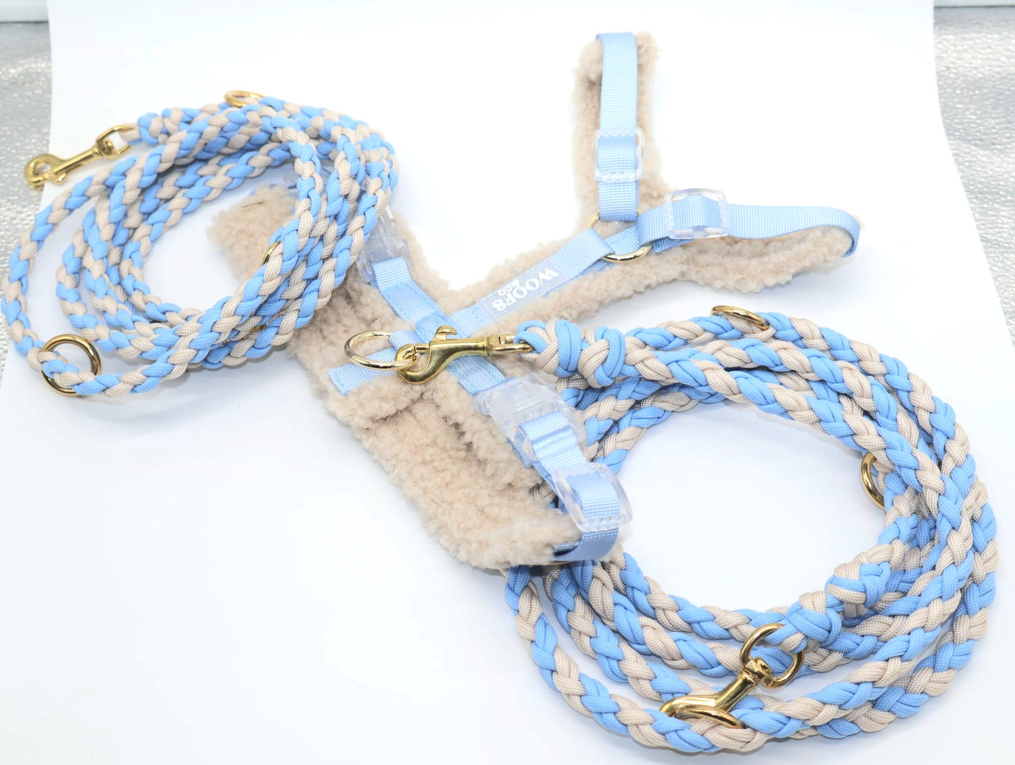 Handgeflochtene Paracordleine *Polarblau & Creme*