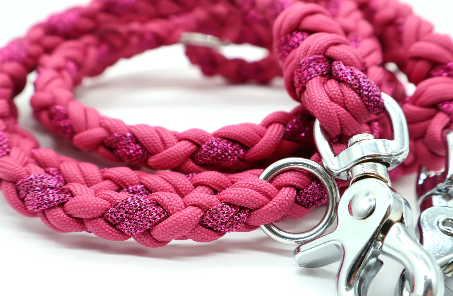 Handgeflochtene Paracord Leine *Fuchsia Glitzer*