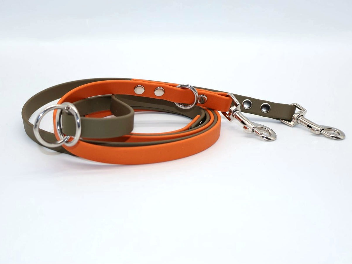 13mm Biothane Leine *Oliv & Orange*