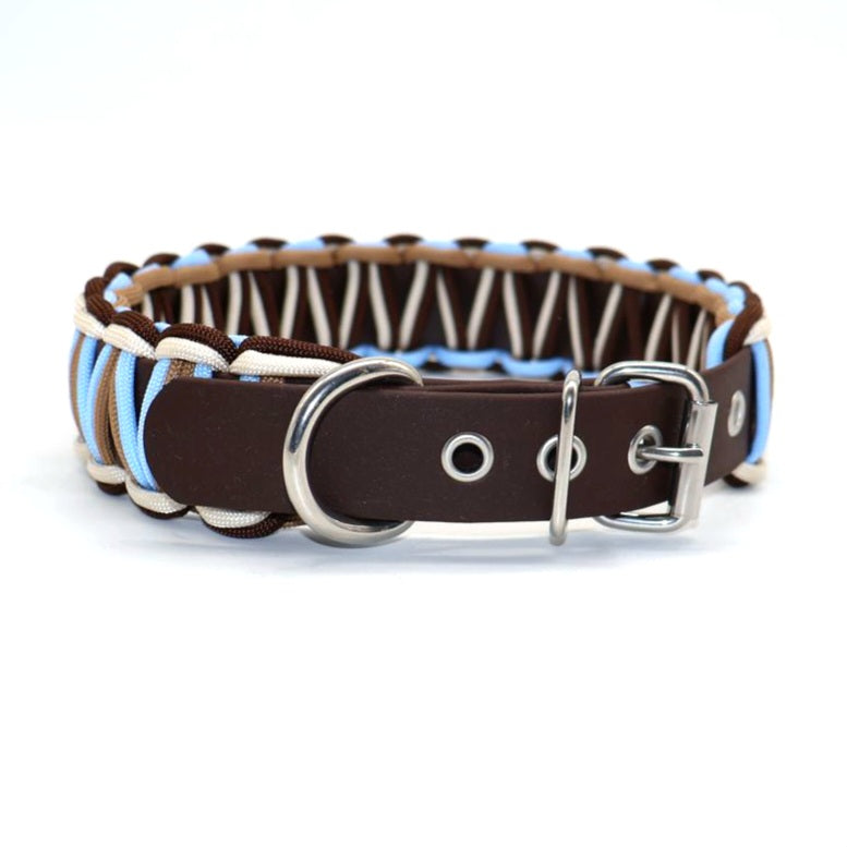 Halsband Biothane & Paracord *Dunkelbraun & Polarblau & Cappuccino*