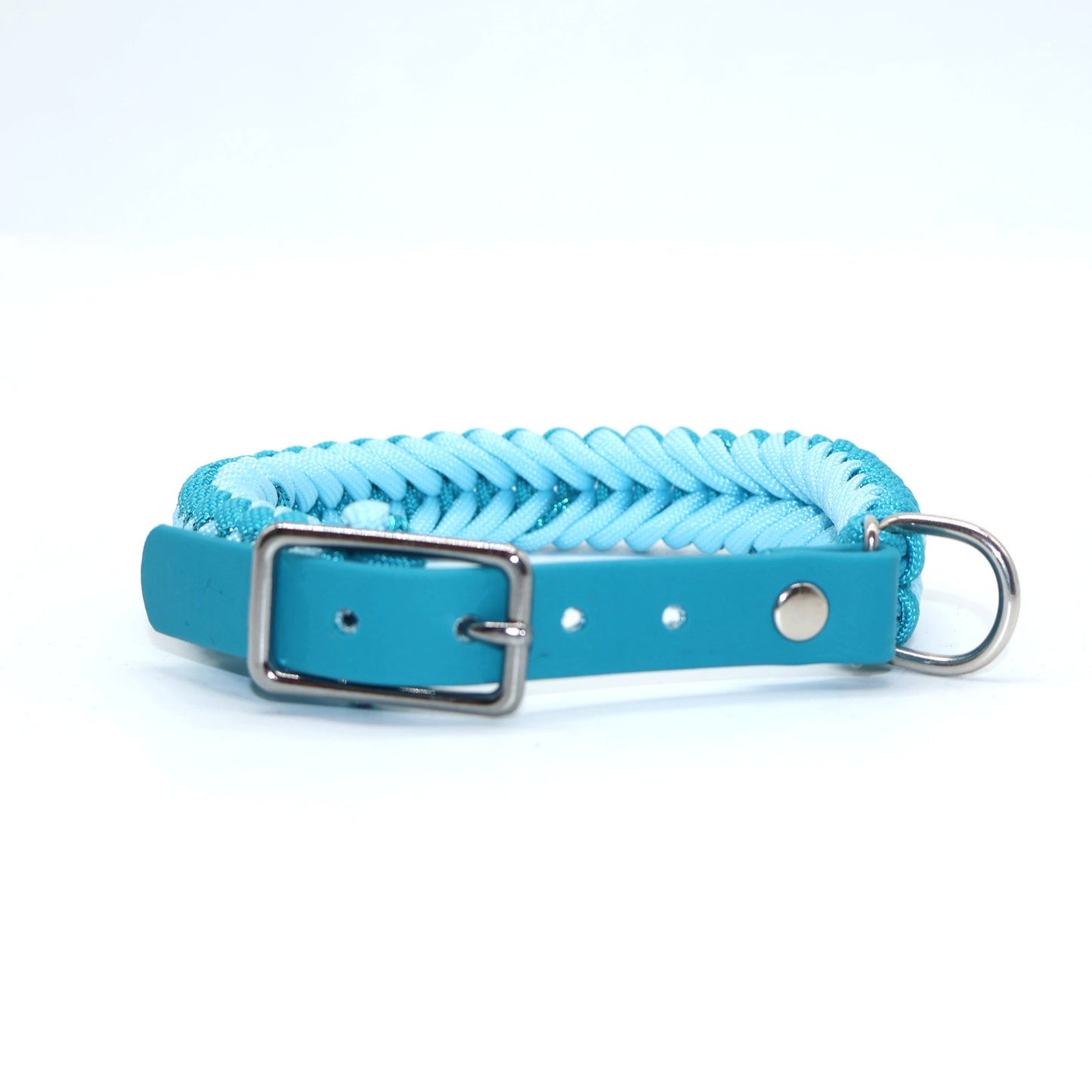 Paracord Halsband geflochten *Cyan Glitzer*
