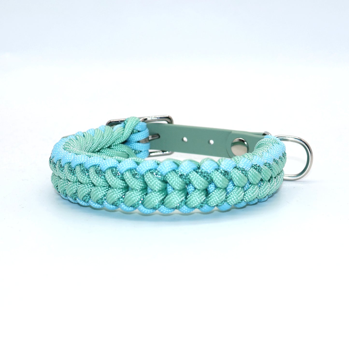 Halsband Paracord *Mint-Pastellblau Glitzer* für einen Halsumfang: 26-30cm