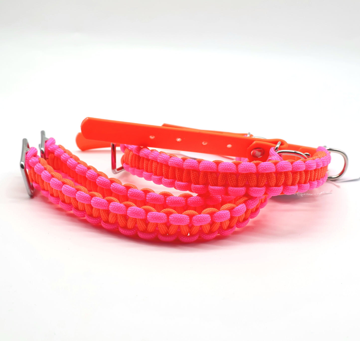 Halsband Biothane & Paracord *Neon Orange & Neon Pink* 23-29,5cm