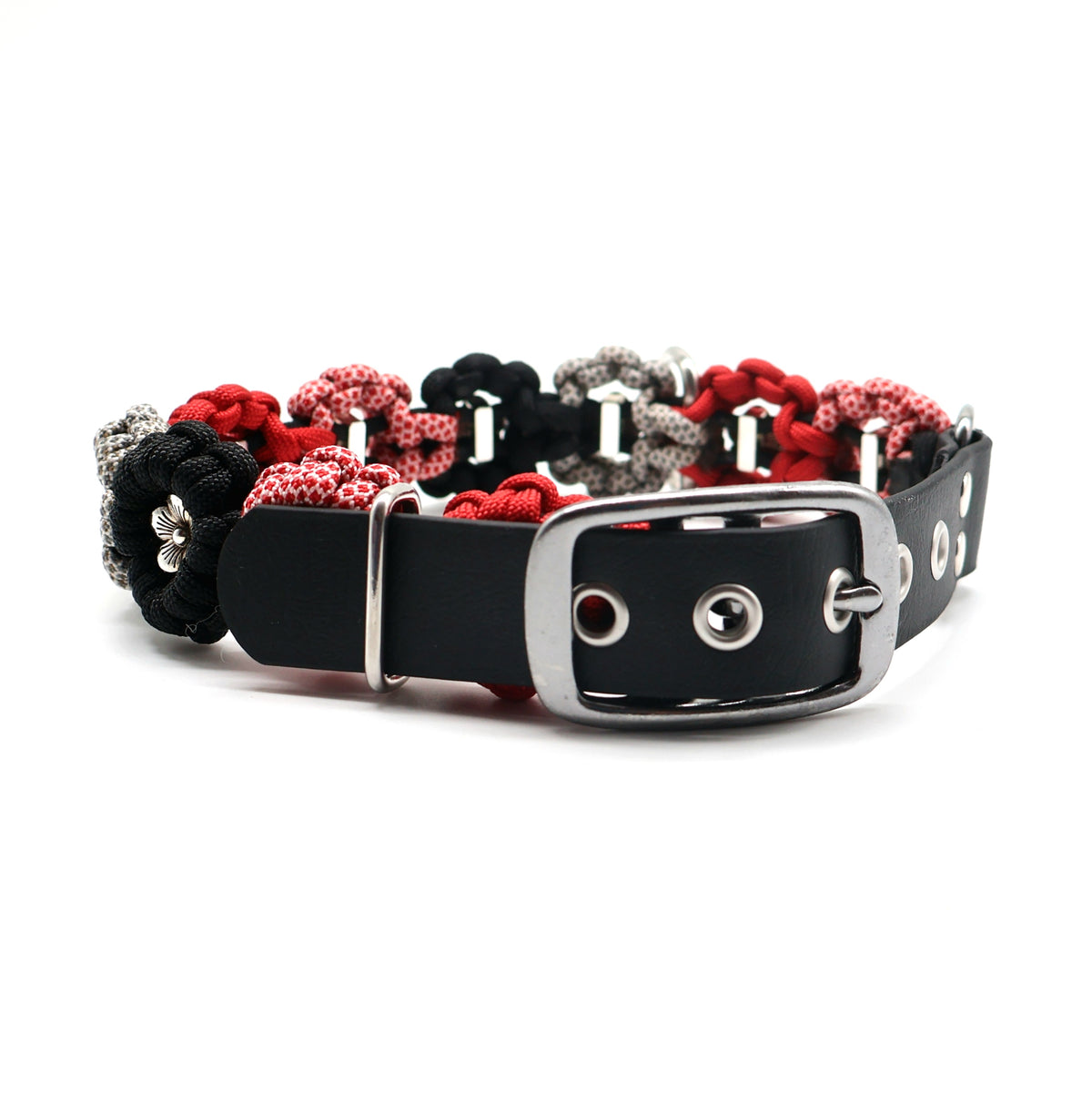 Blumen Halsband *Rot & Schwarz* 36-43,5cm
