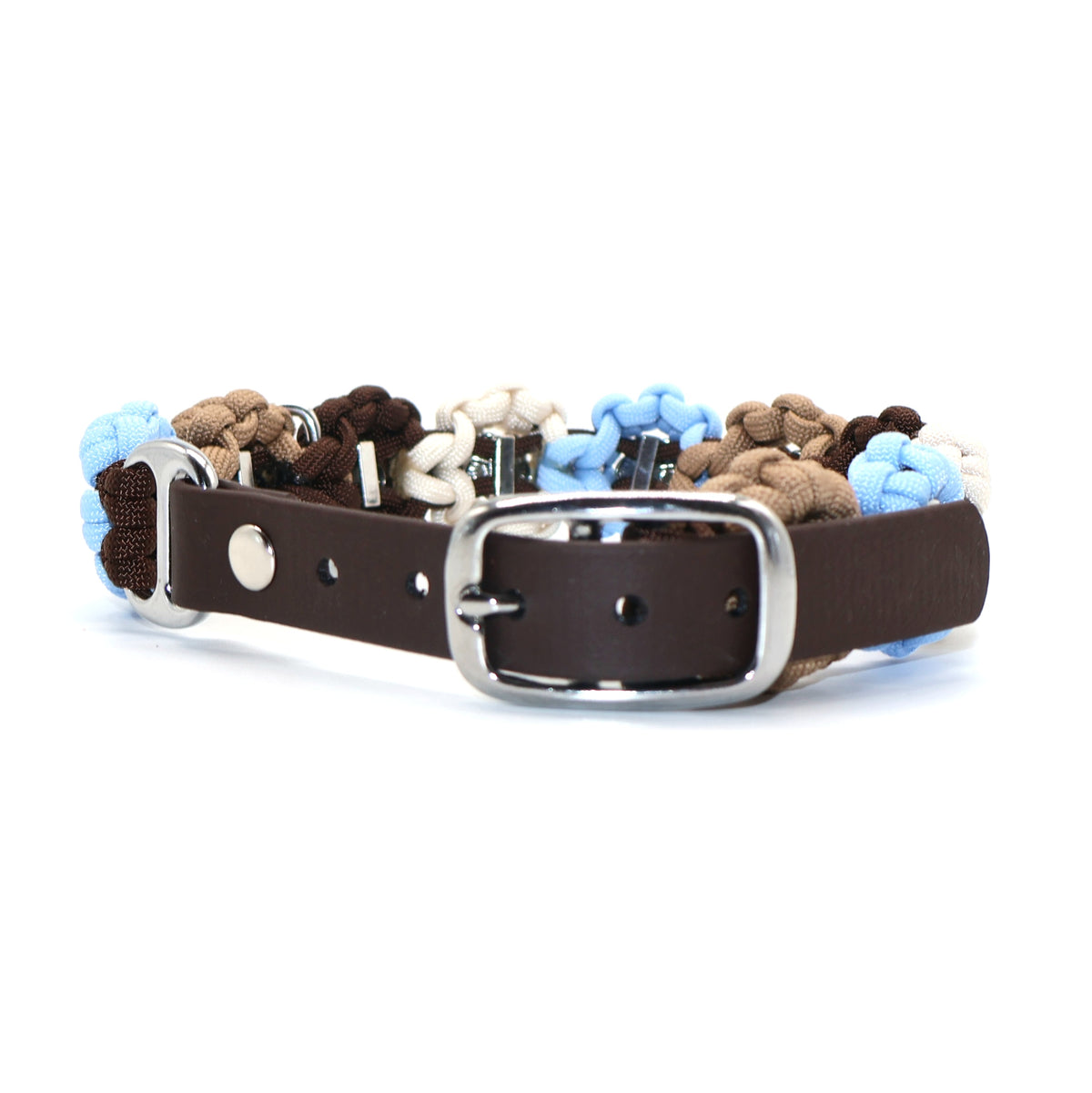 Blumen Halsband *Polarblau & Nuss & Creme & Cappuccino*
