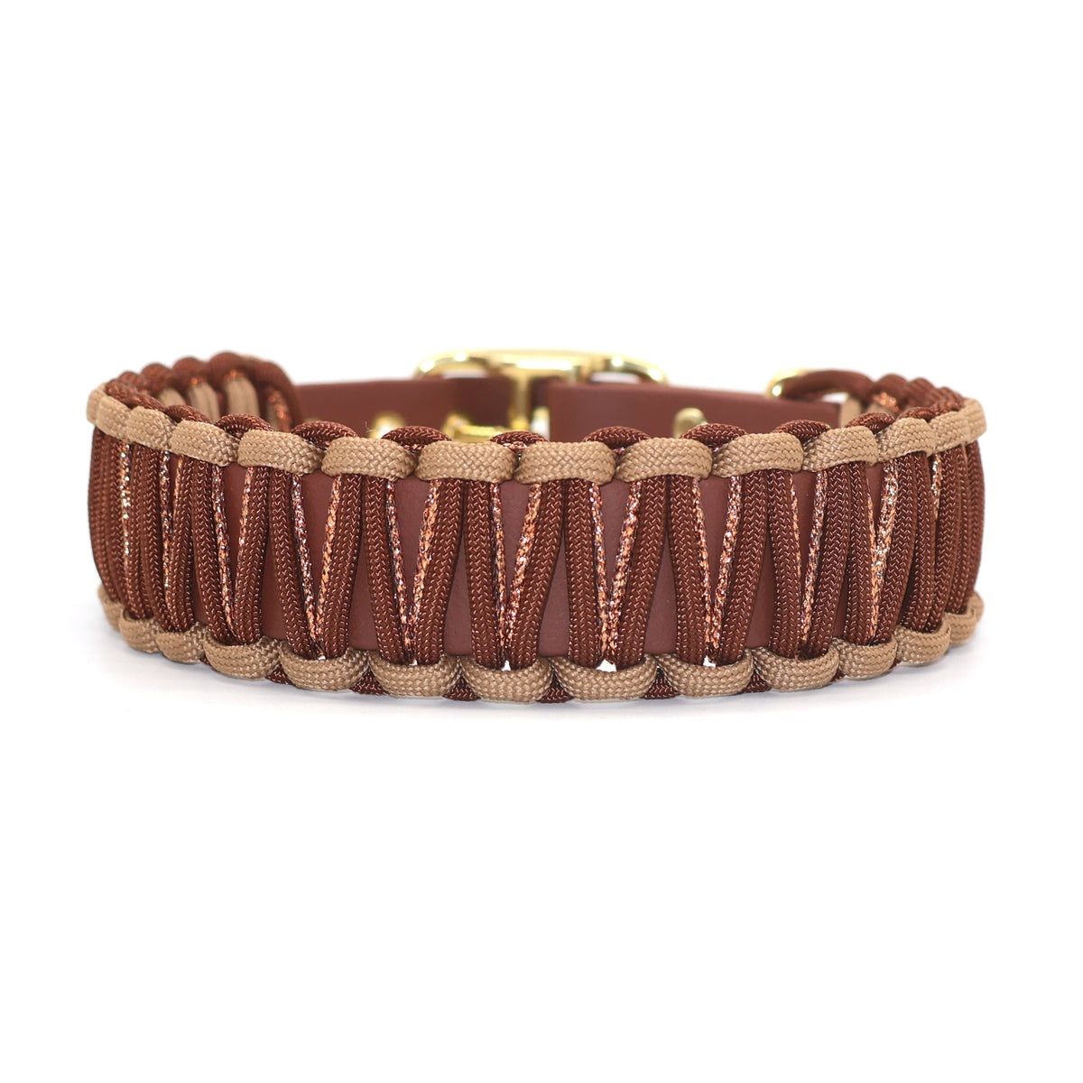 Halsband Biothane & Paracord *Schokolade & Cappuccino & Kupfer Glitzer*