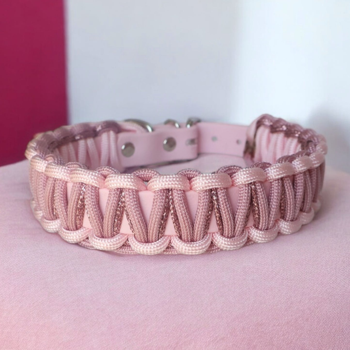 Collar Biothane & Paracord *Rouge & Old Pink & Pink Glitter*