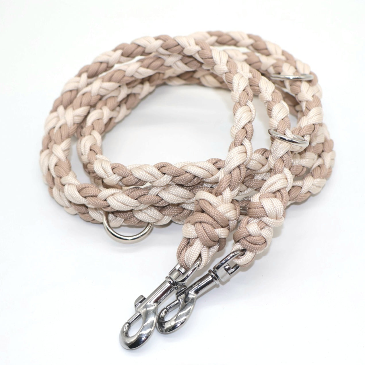 Hand-braided Paracord Leash *Mocca-Cream*