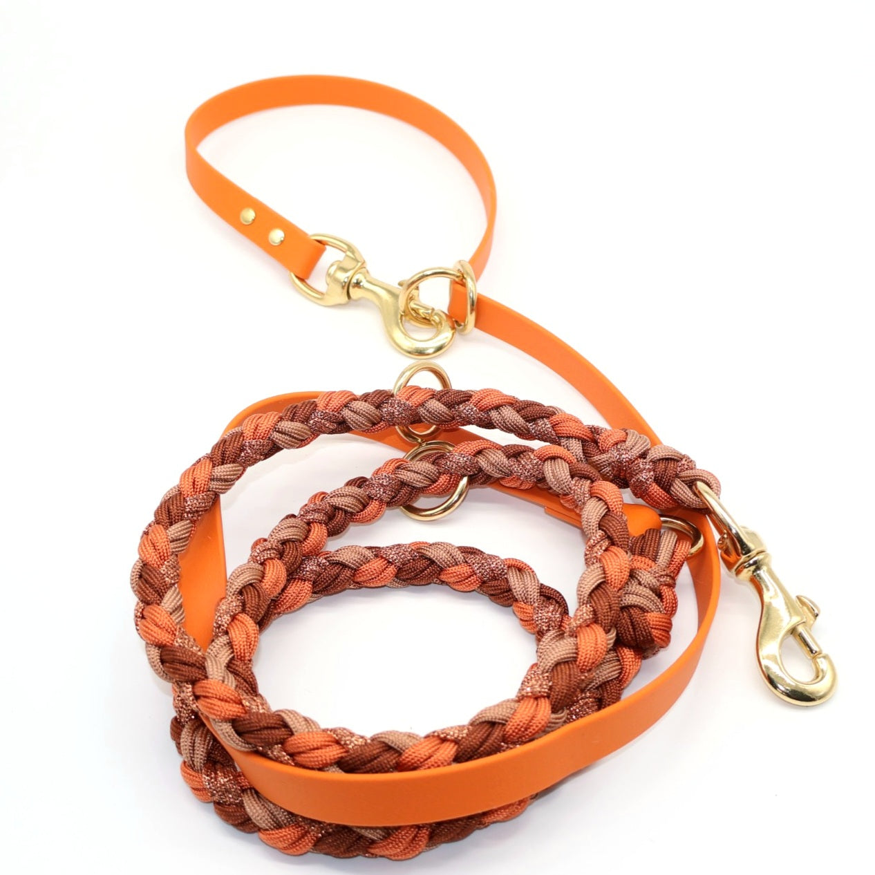 Paracord x Biothane Leash *Squirrel & Bronze & Copper Glitter & Rust*
