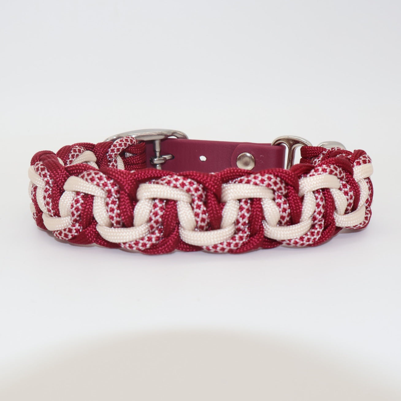 Paracord braided collar *Burgundy & Cream*