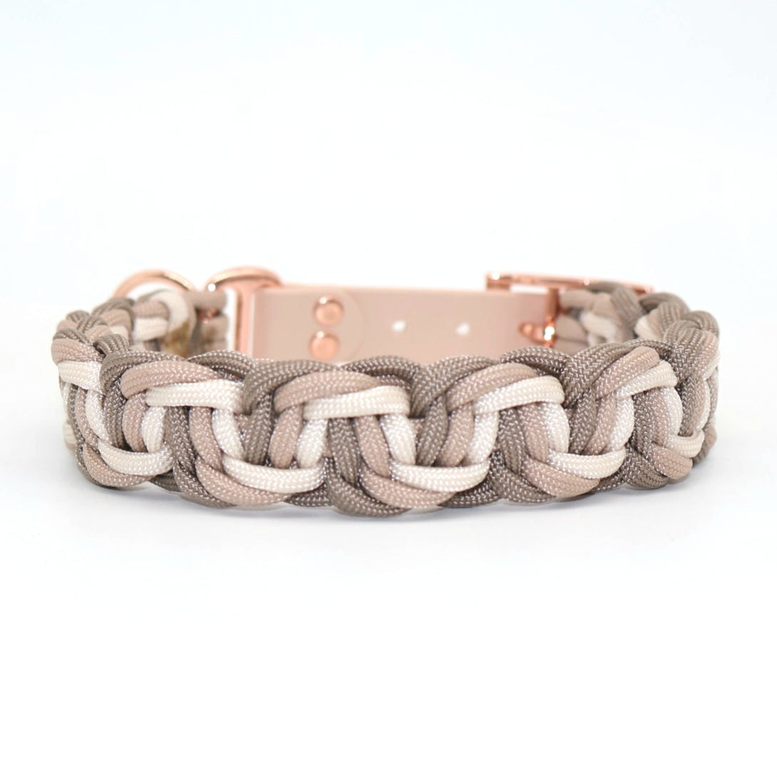 Paracord braided collar *Tan-Mocca-Cream*