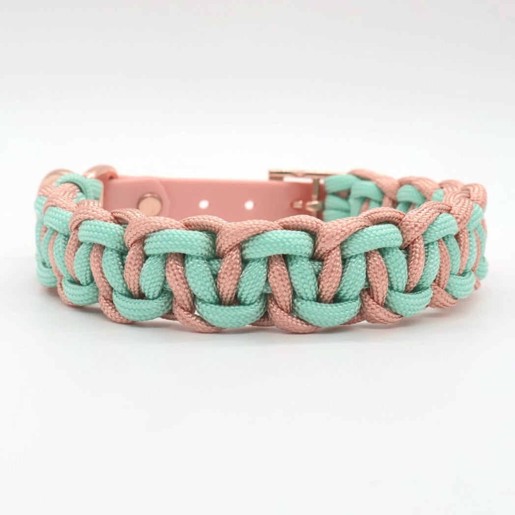 Paracord Collar Mini braided *Mint & Rosé*