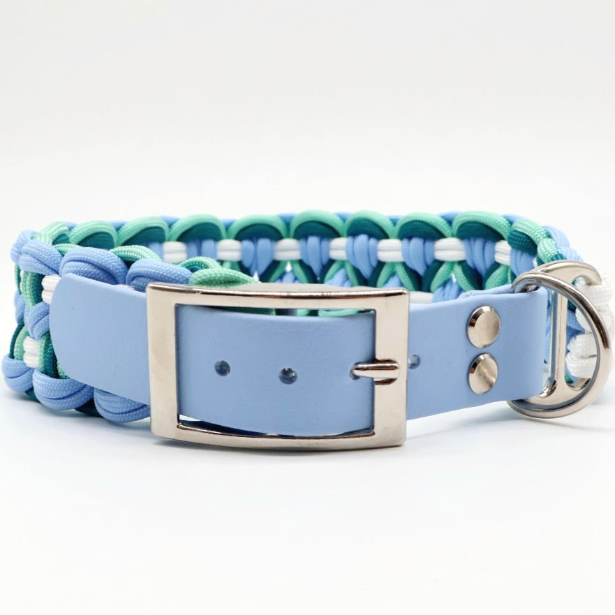 Paracord Collar Wide Braided *Petrol-Mint-Polar*