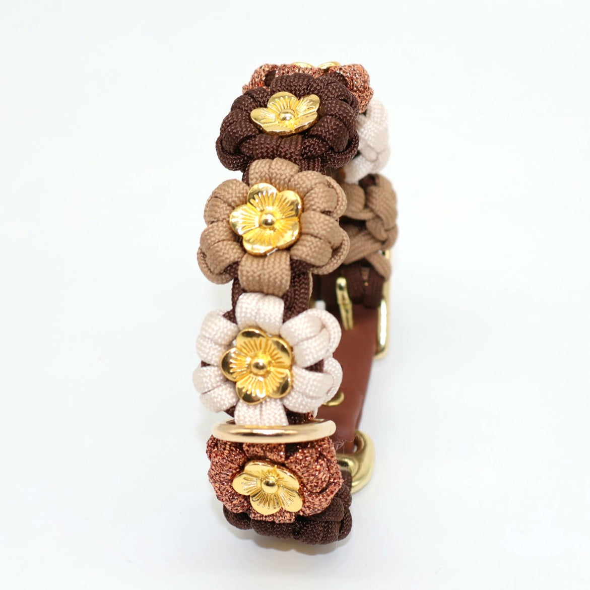 Flower Necklace *Brown & Cream & Glitter*