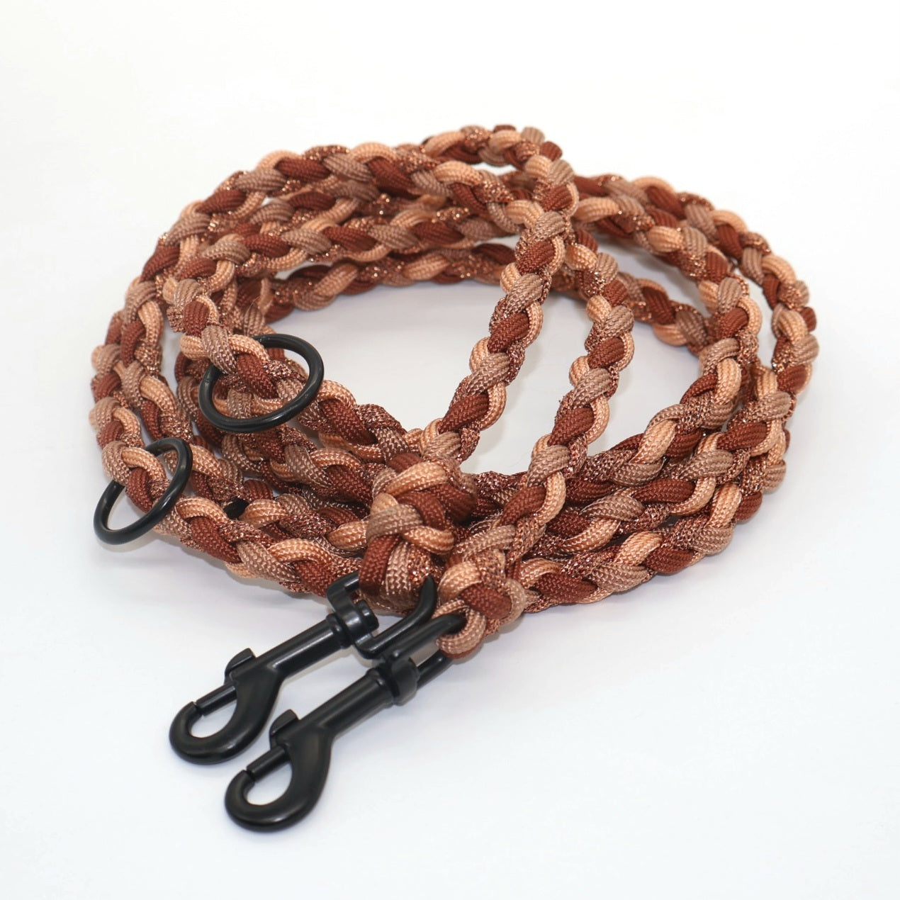 Hand-braided paracord leash *Bronze & Rust & Copper Glitter*