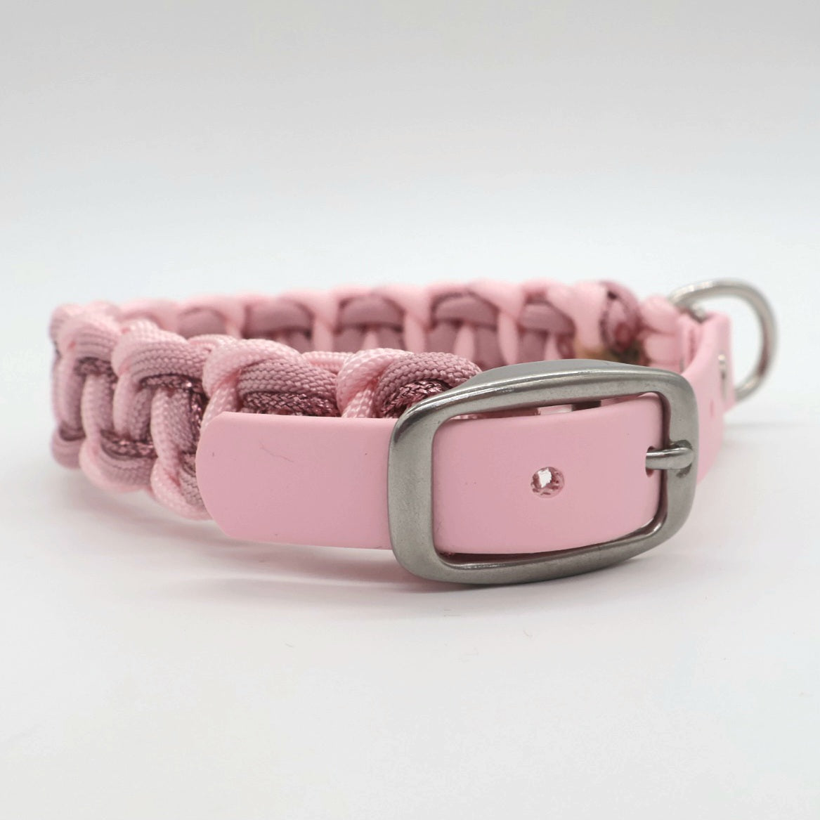 Paracord braided collar *Rouge & Old Pink & Pink Glitter*