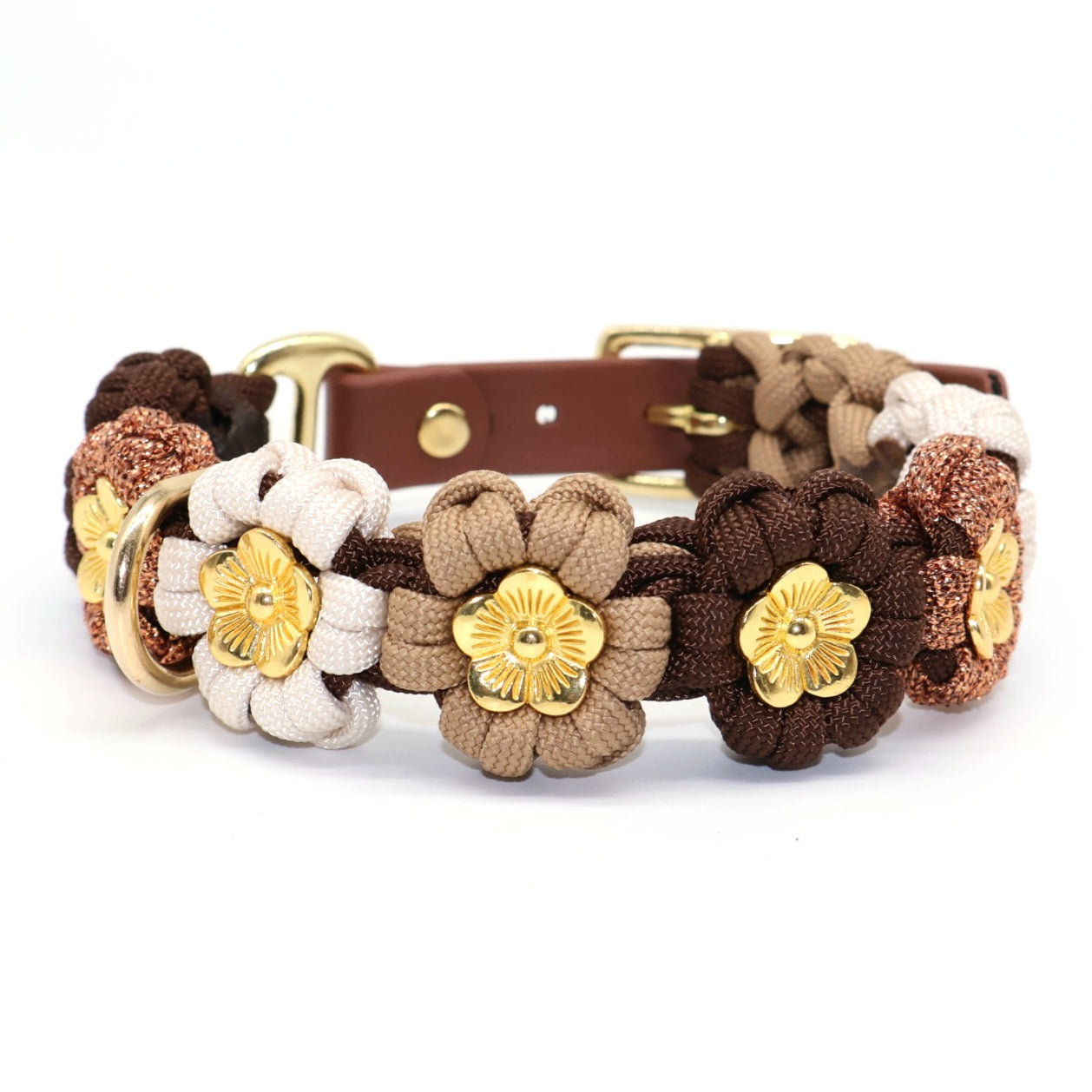 Flower Necklace *Brown & Cream & Glitter*