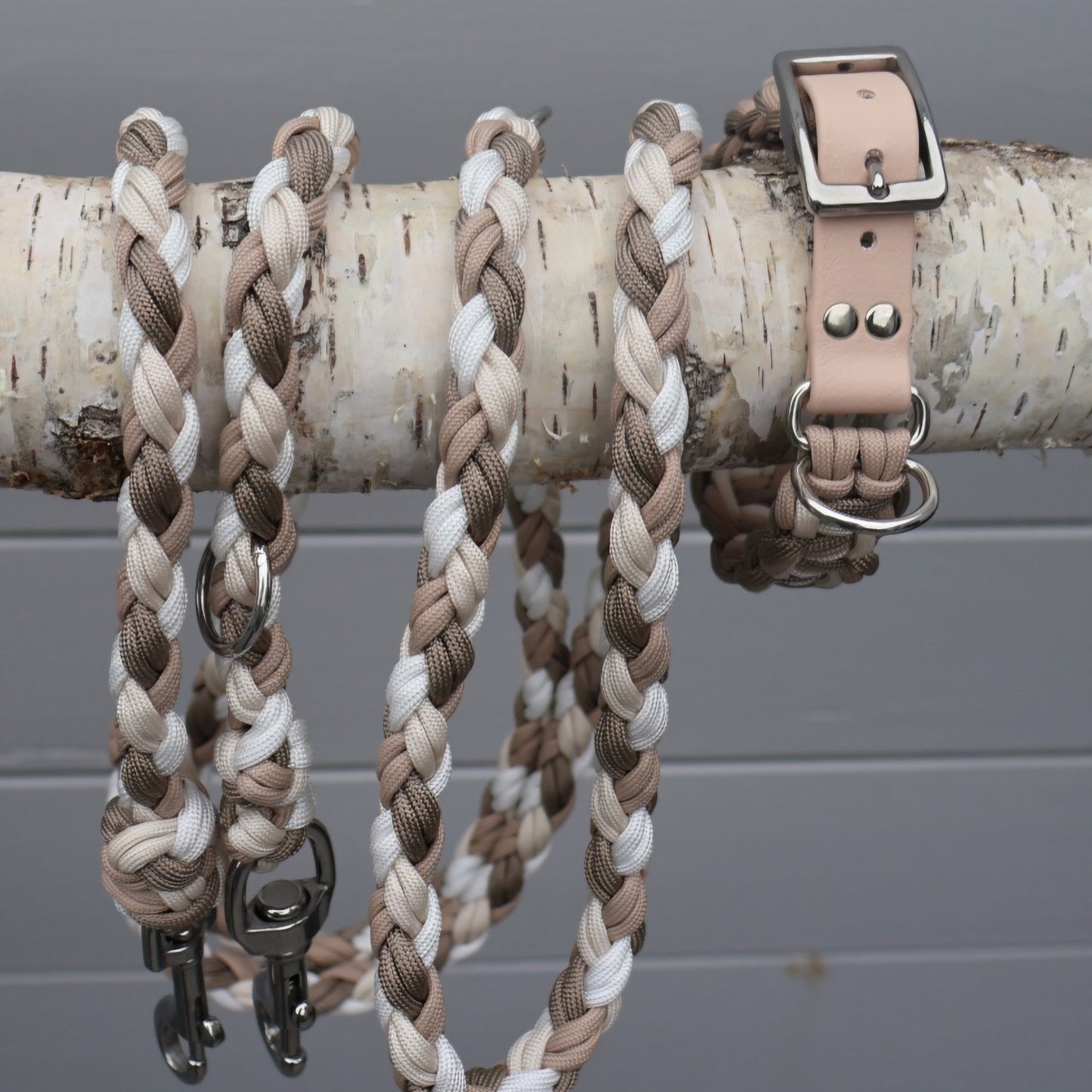Paracord braided collar *Tan-Mocca-Cream*