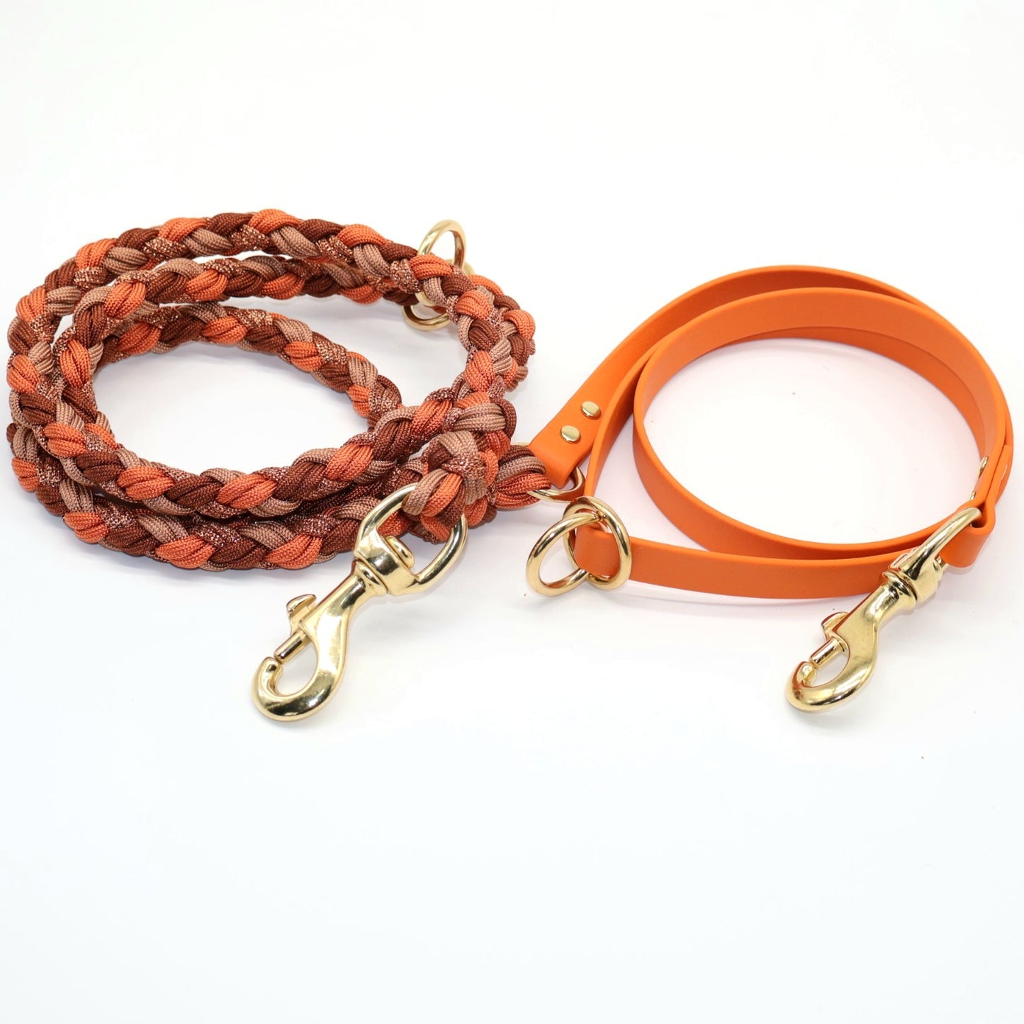 Paracord x Biothane Leash *Squirrel & Bronze & Copper Glitter & Rust*