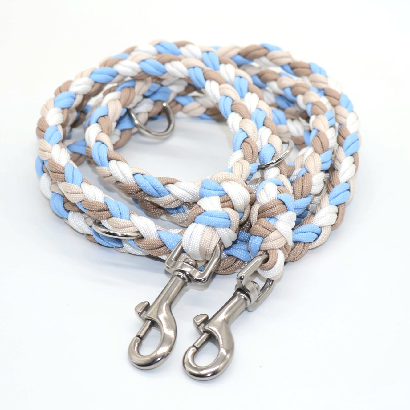 Hand-braided Paracord Leash *Polar Blue & Mocca & Cream & White*