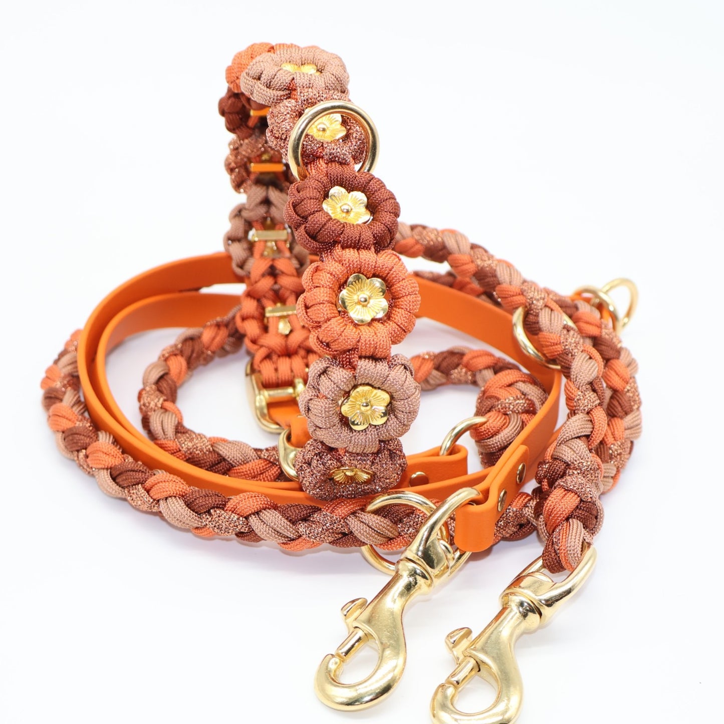 Flower Necklace *Squirrel & Bronze & Copper Glitter & Rust *